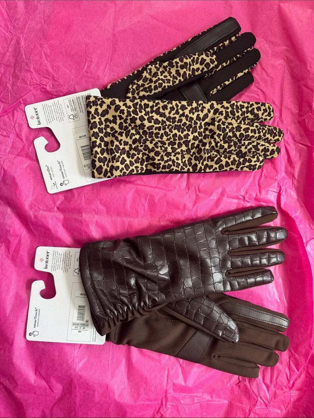 isotoner Leopard Print and Brown Tech Gloves - Leopard & Brown - Picture 5 of 9